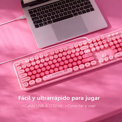 Teclado Cable MOFii Sweet Rosado - 104 Teclas Retro USB M... - vista 7 teclado gamer