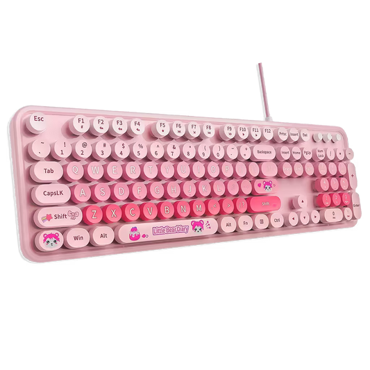 Teclado Cable MOFii Sweet Rosado - 104 Teclas Retro USB Multimedia