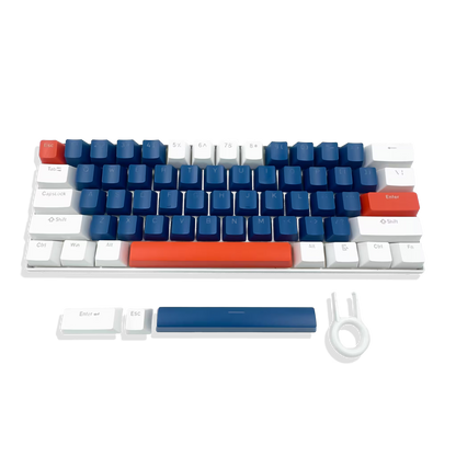 Teclado Mecánico T-Wolf T60 60% RGB  Azul-Blanco - Switches Azules Anti-Ghosting USB-C