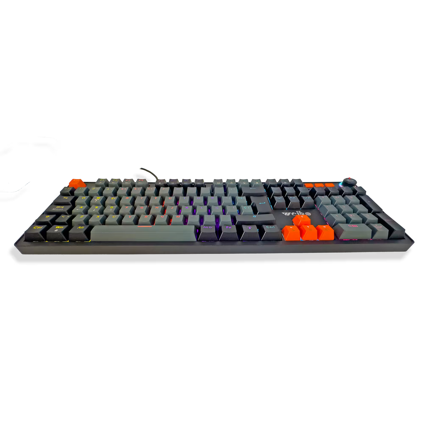 Teclado Mecánico Weibo WB-555 RGB Gris - Switches Rojos Full-Size 104 Teclas Cable