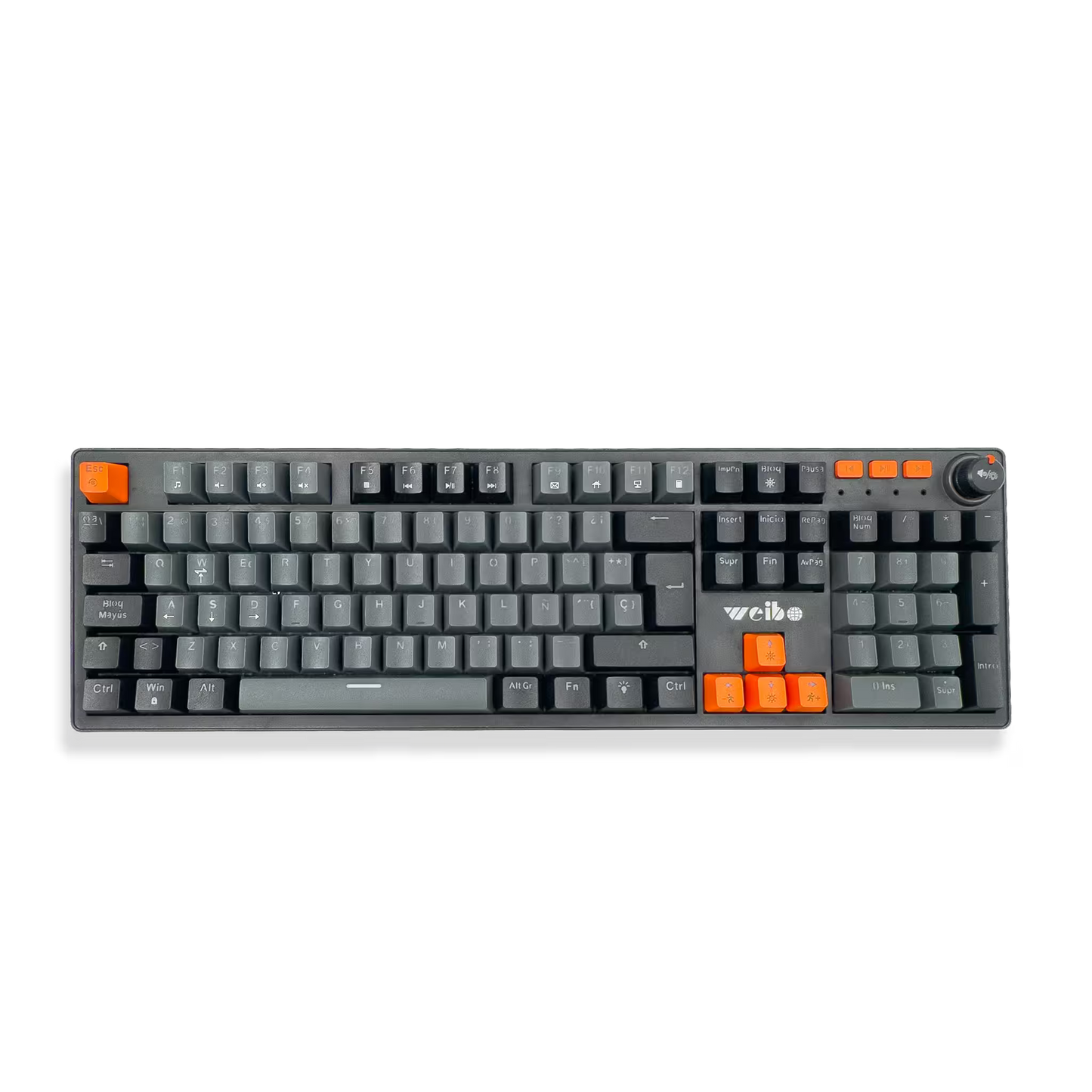 Teclado Mecánico Weibo WB-555 RGB Gris - Switches Rojos Full-Size 104 Teclas Cable