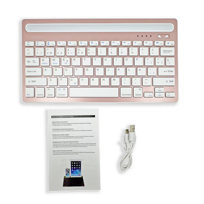 Teclado Inalámbrico Bluetooth Tipo C AOAS AS-199 | Dual Mode, Recargable y Multidispositivo para Tablet/Laptop | ROSADO