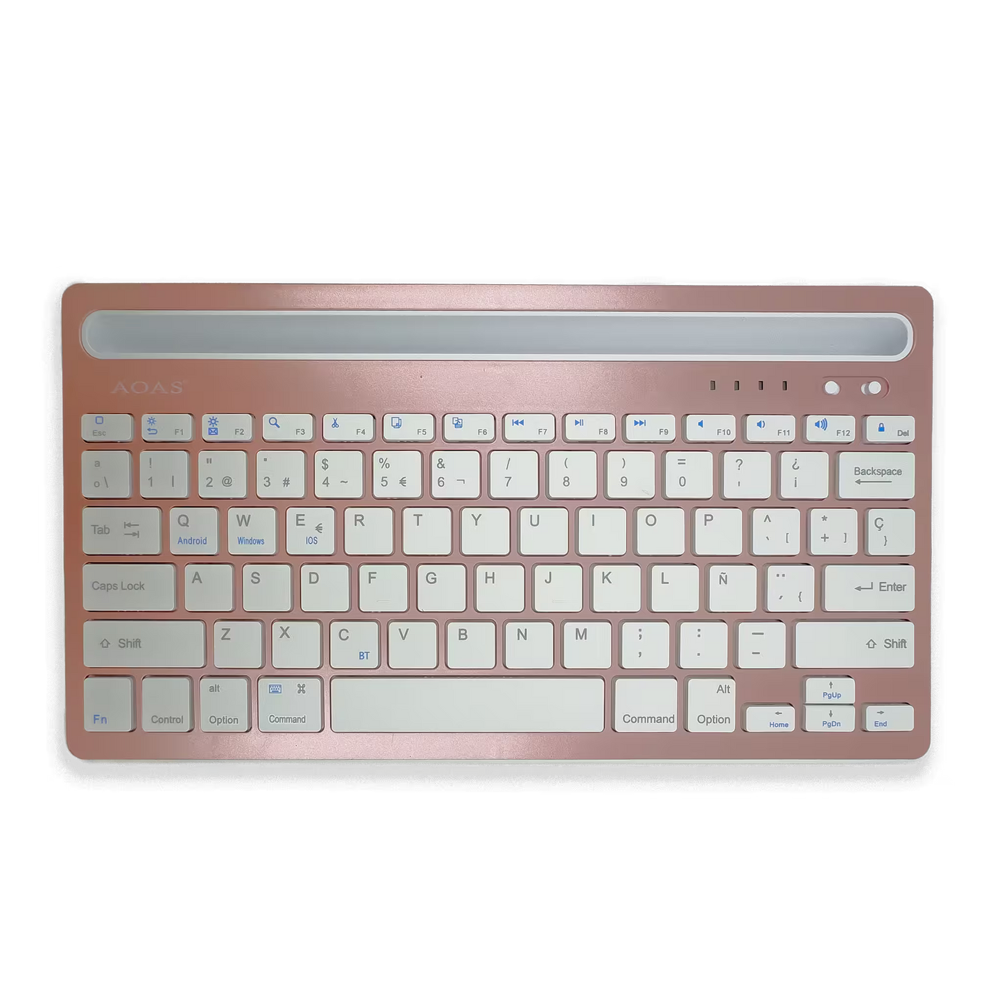 Teclado Inalámbrico Bluetooth Tipo C AOAS AS-199 | Dual Mode, Recargable y Multidispositivo para Tablet/Laptop | ROSADO