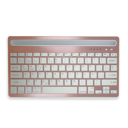 Teclado Inalámbrico Bluetooth Tipo C AOAS AS-199 | Dual Mode, Recargable y Multidispositivo para Tablet/Laptop | ROSADO