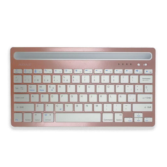 Teclado Inalámbrico Bluetooth Tipo C AOAS AS-199 | Dual Mode, Recargable y Multidispositivo para Tablet/Laptop | ROSADO