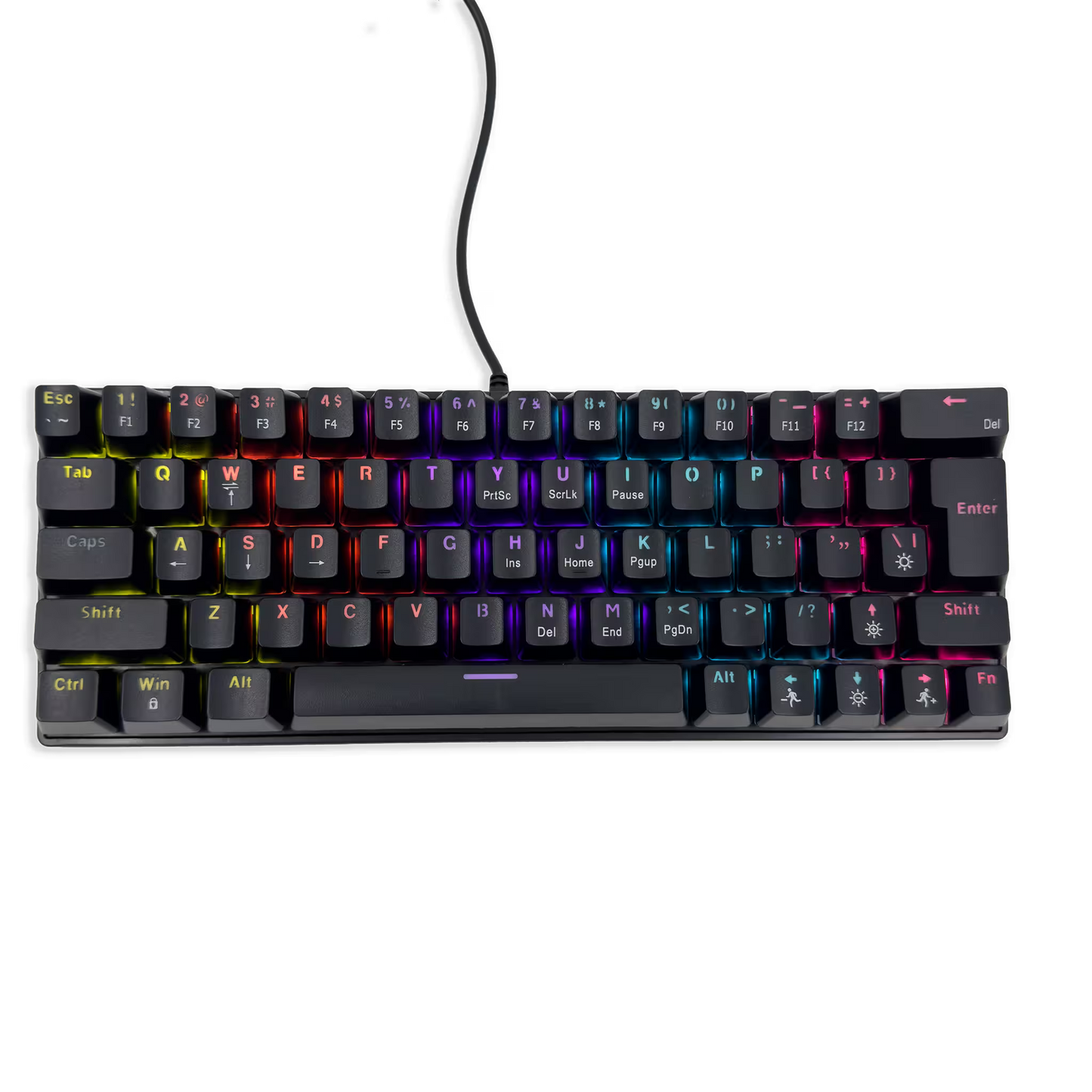 Teclado Mecánico T-Wolf T61 Pro-Gamer | 63 Teclas RGB Anti-Ghosting USB