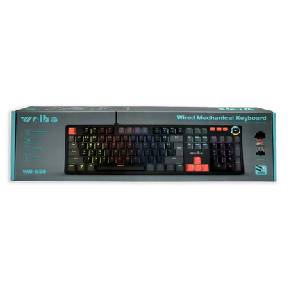 Teclado Mecánico Weibo WB-555 RGB Negro — Switches Rojos Full-Size 104 Teclas Cable