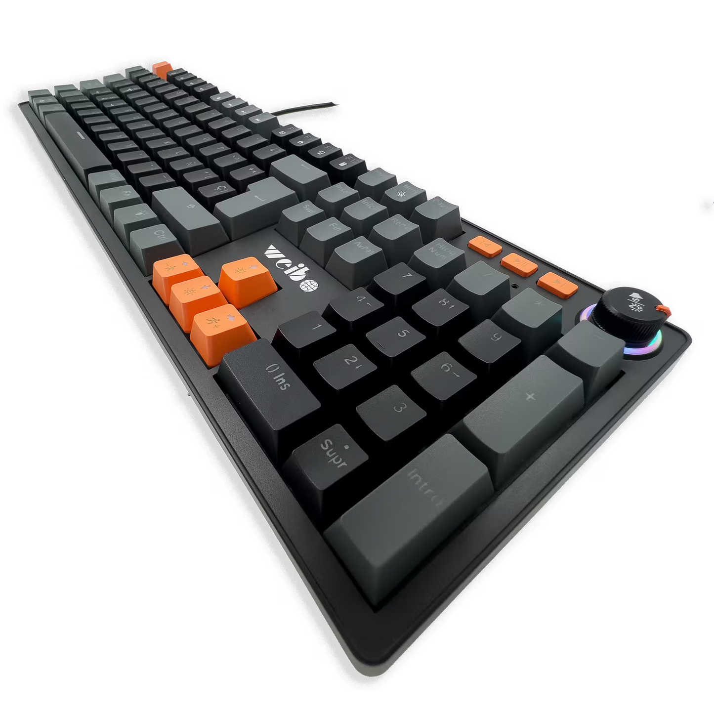 Teclado Mecánico Weibo WB-555 RGB Negro — Switches Rojos Full-Size 104 Teclas Cable