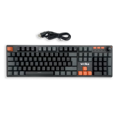 Teclado Mecánico Weibo WB-555 RGB Negro — Switches Rojos Full-Size 104 Teclas Cable