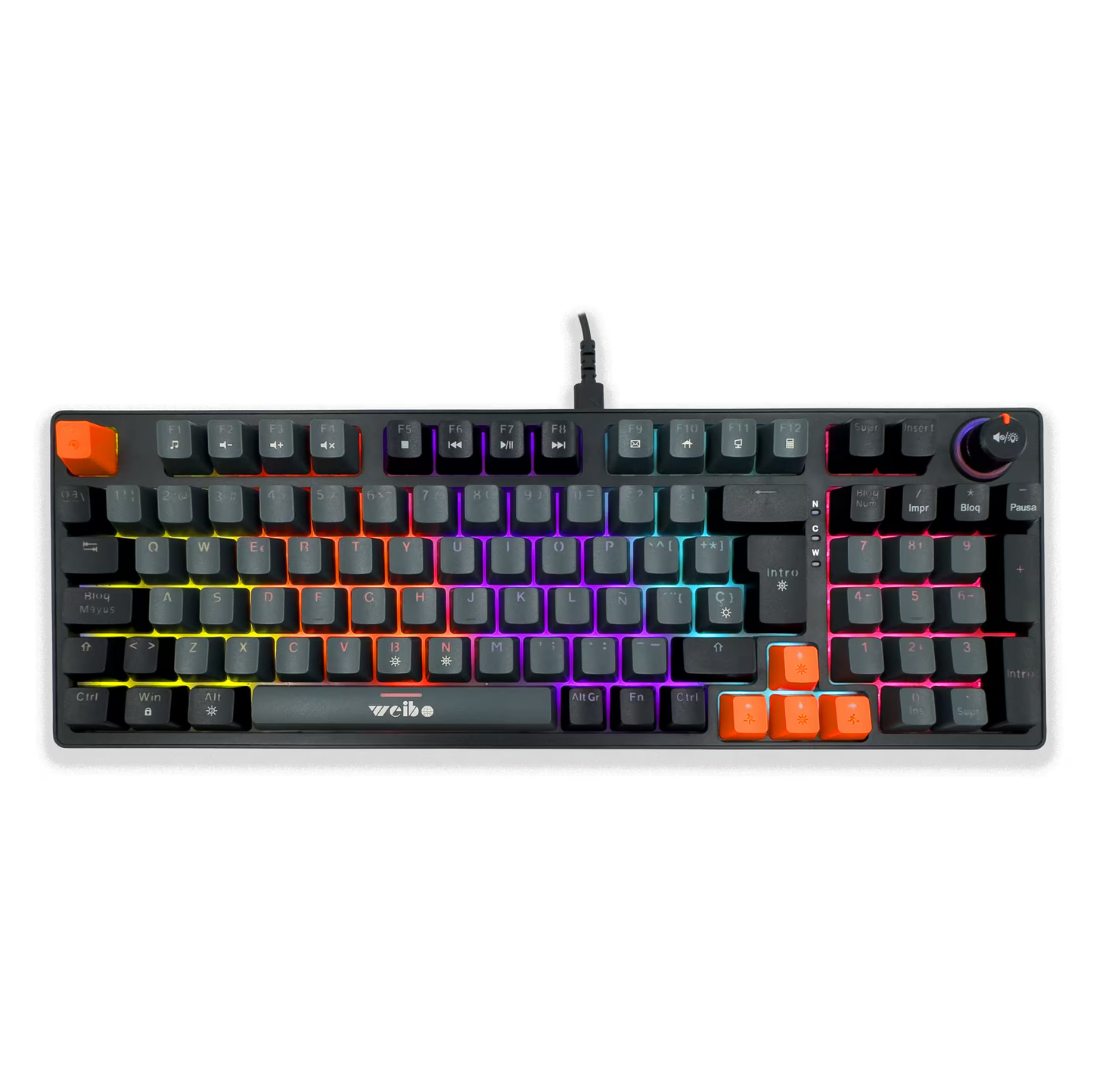 Teclado Mecánico Weibo WB-666 Gris – Switches Red | Iluminación Dinámica | Full-Size | Cable