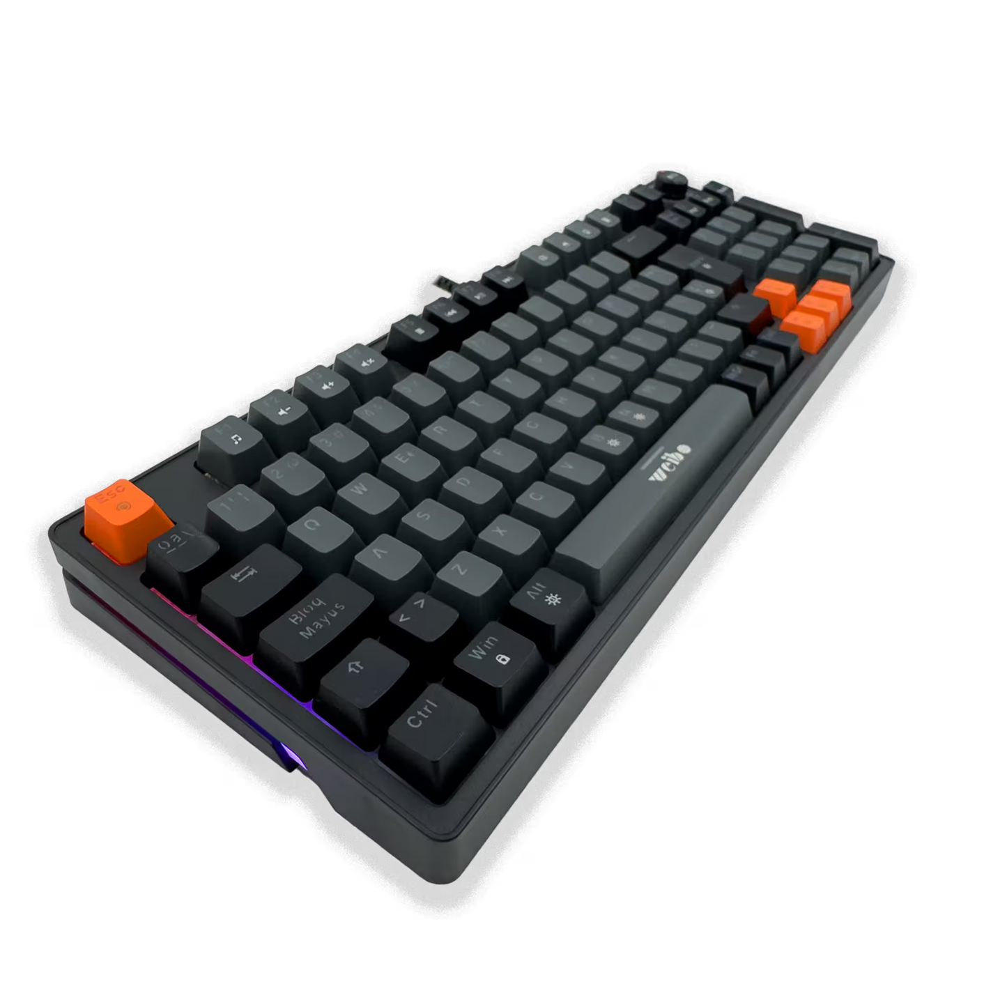 Teclado Mecánico Weibo WB-666 Gris – Switches Red | Iluminación Dinámica | Full-Size | Cable