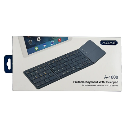 Teclado Plegable Bluetooth AOAS A-1008 con Touchpad Negro - Triple Plegable 40H Batería
