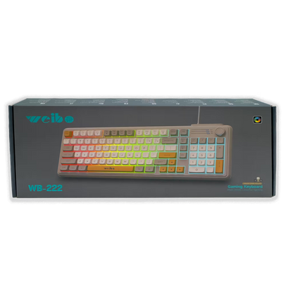 Teclado Gamer RGB Weibo WB-222 Retro - Teclas Redondas Multicolor Perilla Encoder Cable