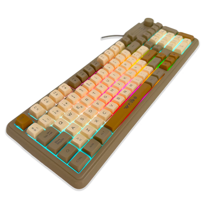Teclado Gamer RGB Weibo WB-222 Retro - Teclas Redondas Multicolor Perilla Encoder Cable