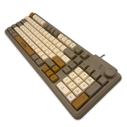 Teclado Gamer RGB Weibo WB-222 Retro - Teclas Redondas Multicolor Perilla Encoder Cable