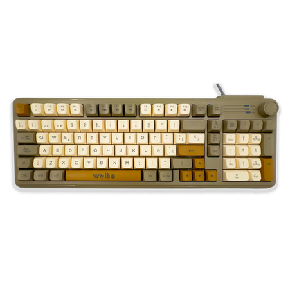 Teclado Gamer RGB Weibo WB-222 Retro - Teclas Redondas Multicolor Perilla Encoder Cable