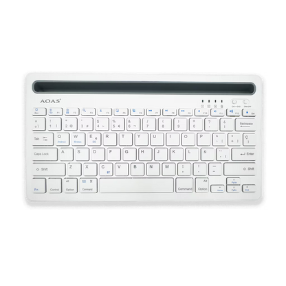 Teclado Inalámbrico Bluetooth Tipo C AOAS AS-199 | Dual Mode, Recargable y Multidispositivo para Tablet/Laptop | BLANCO