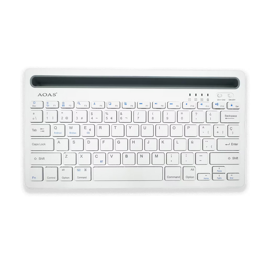 Teclado Inalámbrico Bluetooth Tipo C AOAS AS-199 | Dual Mode, Recargable y Multidispositivo para Tablet/Laptop | BLANCO
