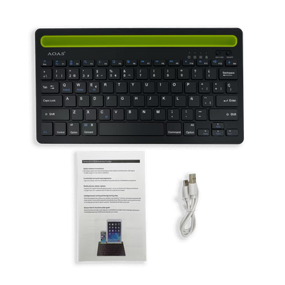 Teclado Inalámbrico Bluetooth Tipo C AOAS AS-199 | Dual Mode, Recargable y Multidispositivo para Tablet/Laptop | NEGRO