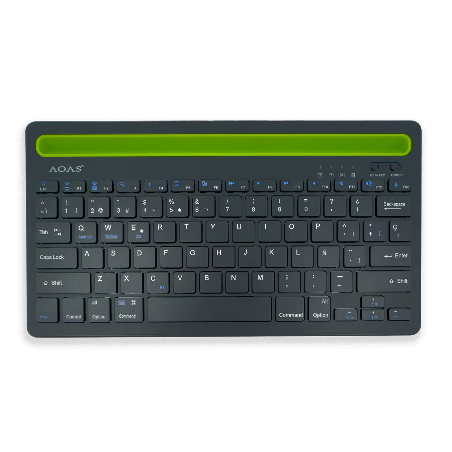 Teclado Inalámbrico Bluetooth Tipo C AOAS AS-199 | Dual Mode, Recargable y Multidispositivo para Tablet/Laptop | NEGRO