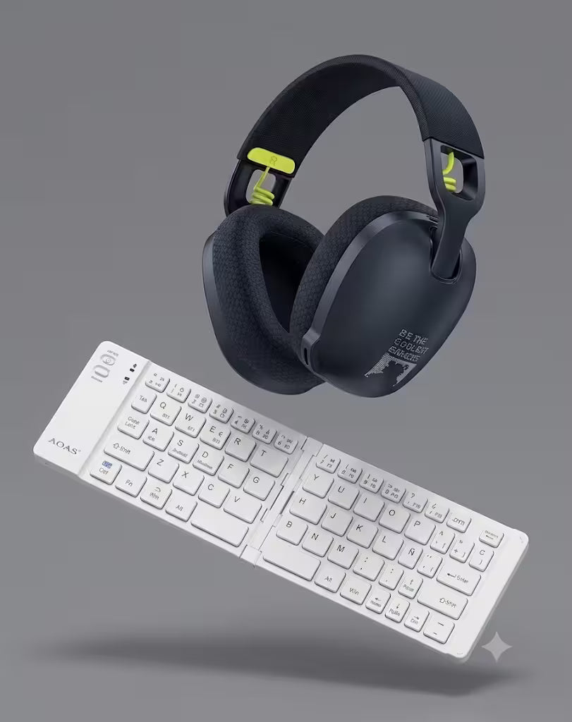 Combo Trabajo & Audio – Diadema ONIKUMA B2 + Teclado Plegable Bluetooth AOAS A-1006