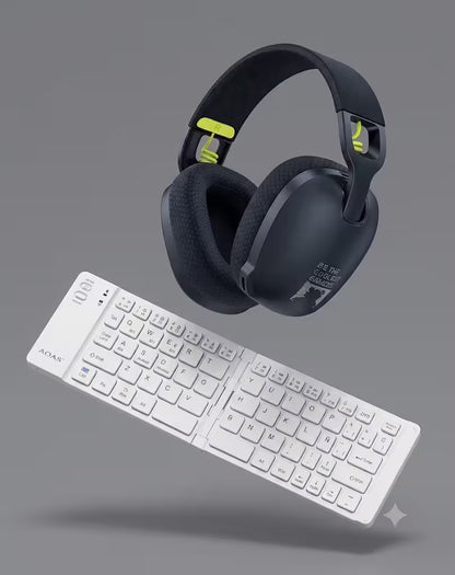 Combo Trabajo & Audio – Diadema ONIKUMA B2 + Teclado Plegable Bluetooth AOAS A-1006