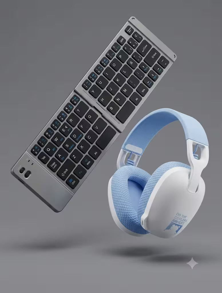 Combo Trabajo & Audio – Diadema ONIKUMA B2 + Teclado Plegable Bluetooth AOAS A-1006