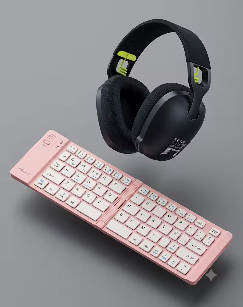 Combo Trabajo & Audio – Diadema ONIKUMA B2 + Teclado Plegable Bluetooth AOAS A-1006