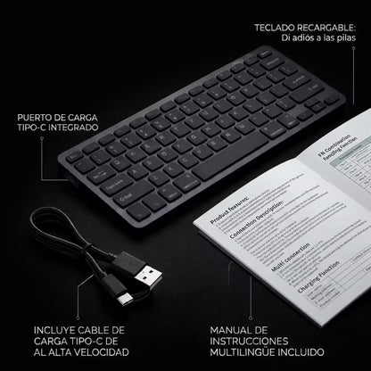 Teclado Inalámbrico Weibo WB-8055 Bluetooth 5.0 - 3 Modos Recargable Multi-Dispositivo