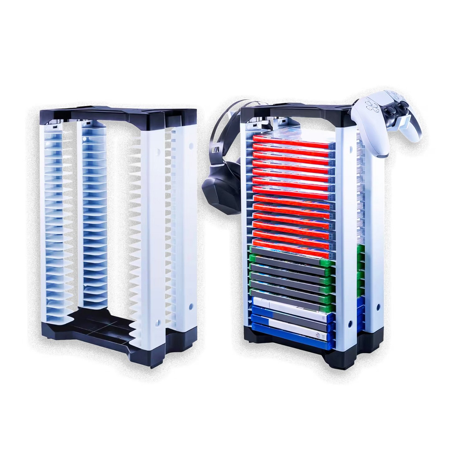 STAND DE ALMACENAMIENTO PARA 23 VIDEOJUEGOS - Modular con Ganchos para Auriculares