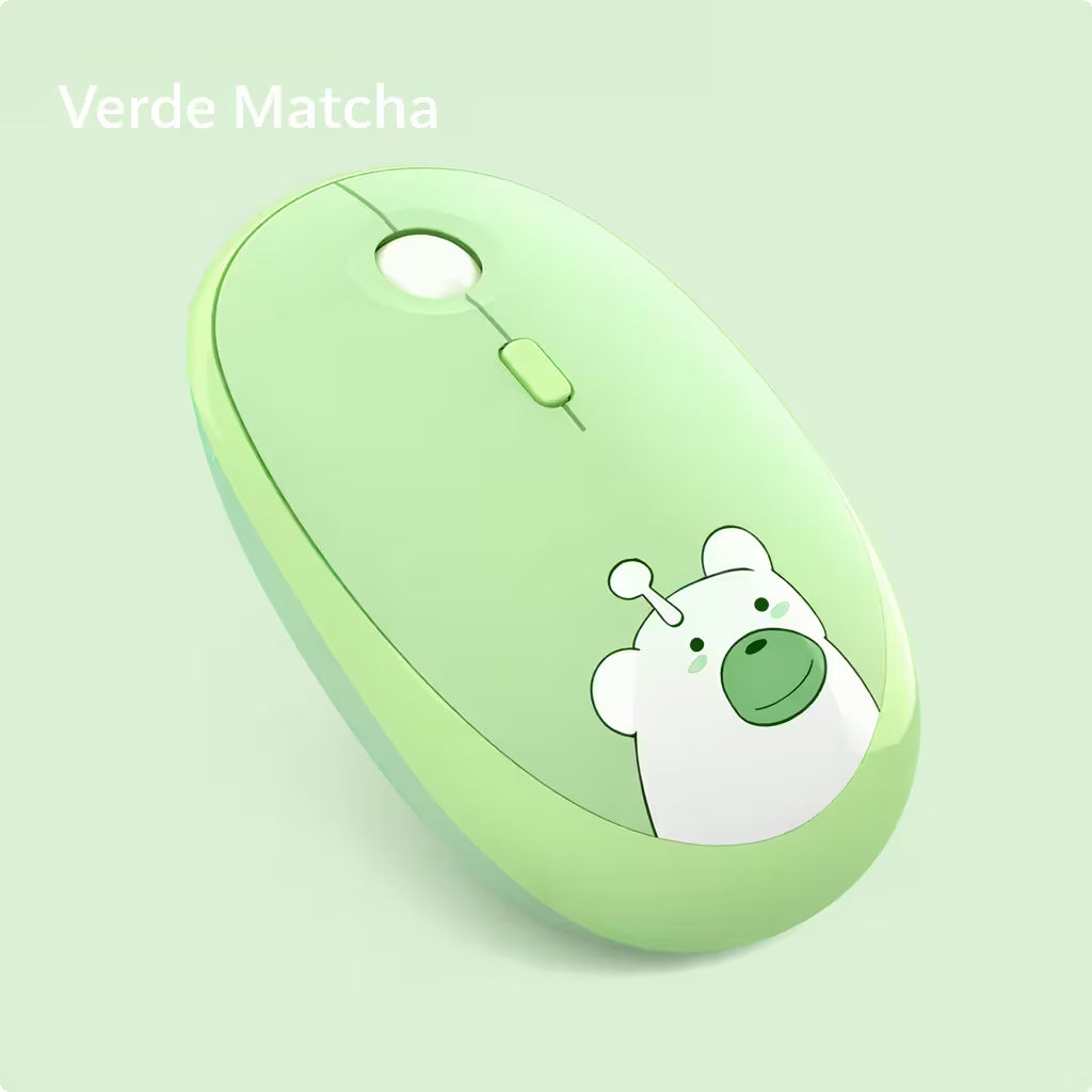 Mouse Inalámbrico Silencioso Geezer M2 - Verde Diseño Osito | 3 DPI 2.4G 10m | Cute Para Ella