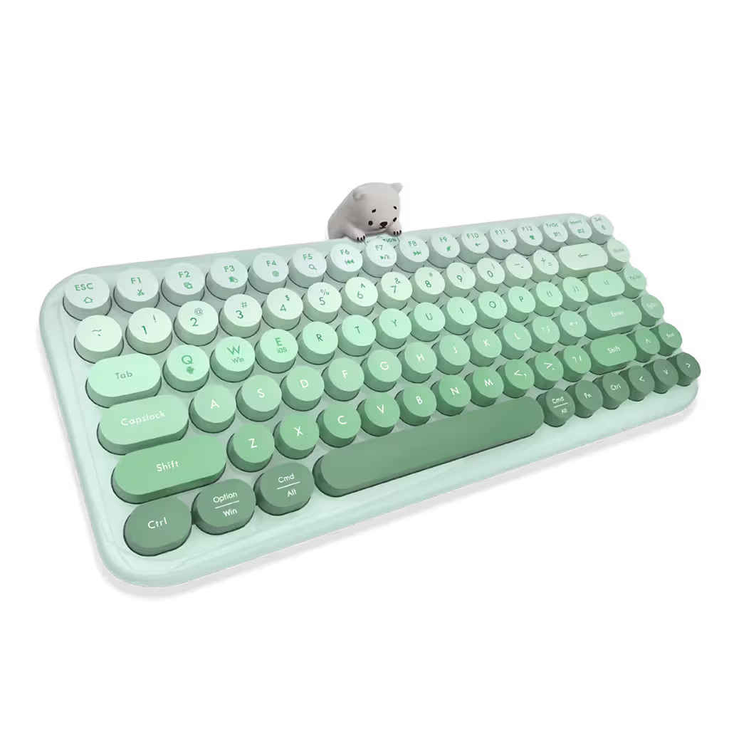 Teclado Inalámbrico Mofii Anni - Degradado Verde | 84 Teclas Redondas | Triple Conexión BT+2.4G | Osito Magnético