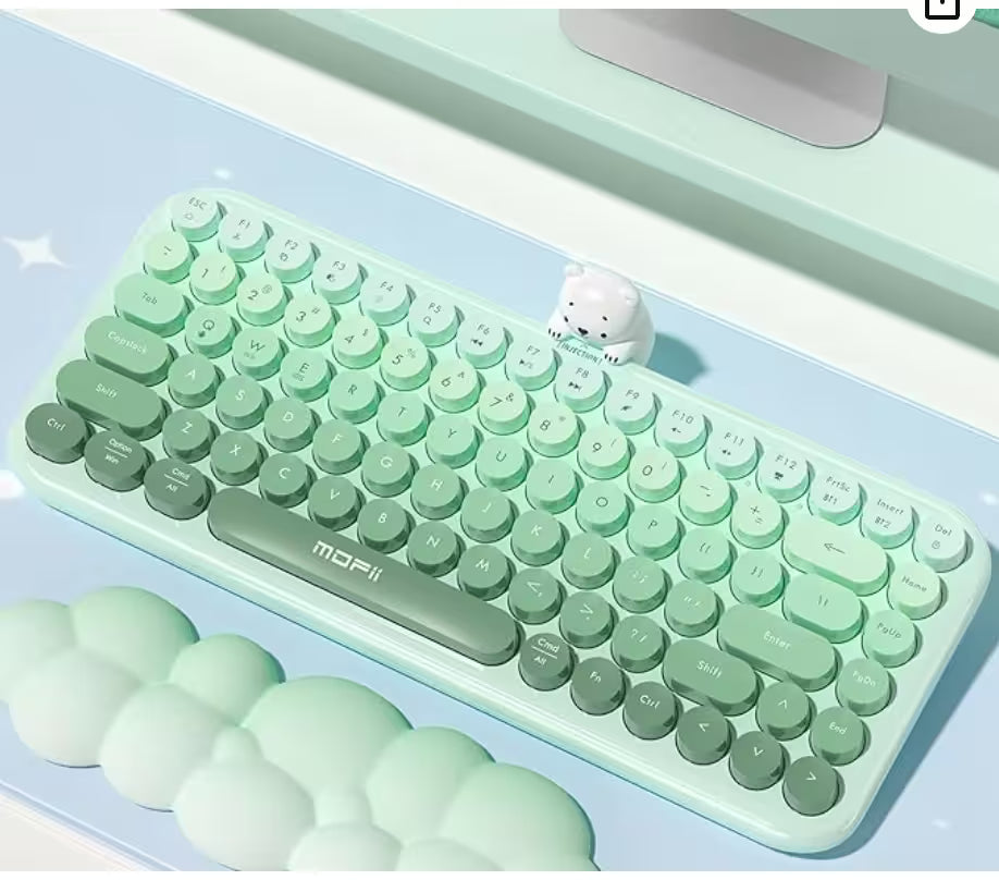 Teclado Inalámbrico Mofii Anni - Degradado Verde | 84 Teclas Redondas | Triple Conexión BT+2.4G | Osito Magnético