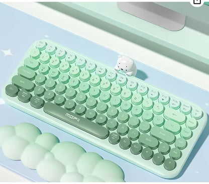 Teclado Inalámbrico Mofii Anni - Degradado Verde | 84 Teclas Redondas | Triple Conexión BT+2.4G | Osito Magnético