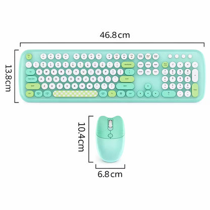 Combo Teclado y Mouse Inalámbrico Geezer Zero - Verde | 104 Teclas Redondas Full-Size | Bajo Ruido | 2.4G