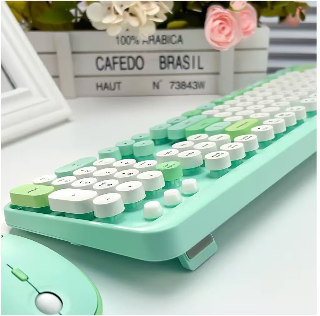 Combo Teclado y Mouse Inalámbrico Geezer Hello Bear - Verde | Mouse 800/1200/1600 DPI | 10m | 2.4G