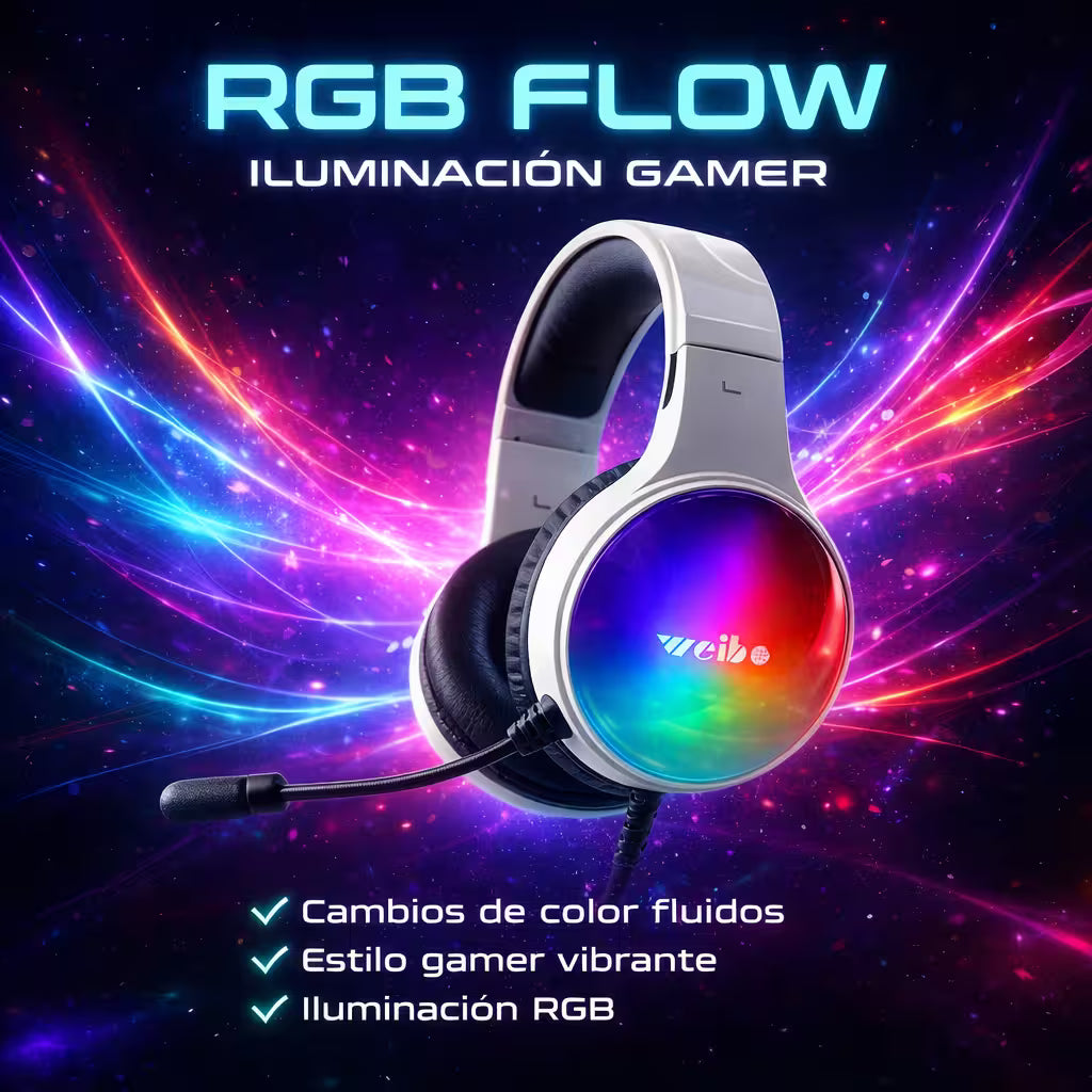 Diadema Gamer WEIBO G60 Sonido 7.1 USB RGB | Auriculares Gaming