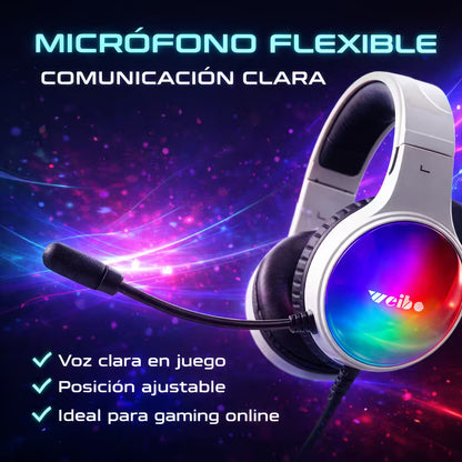 Diadema Gamer WEIBO G60 Sonido 7.1 USB RGB | Auriculares Gaming