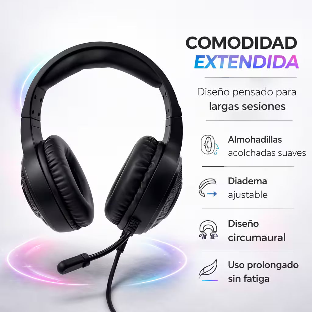 Diadema Gamer WEIBO G50 Sonido 7.1 USB RGB | Auriculares Gaming