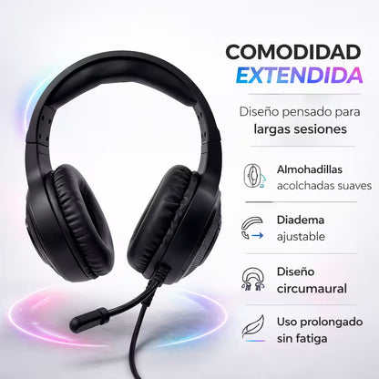 Diadema Gamer WEIBO G50 Sonido 7.1 USB RGB | Auriculares Gaming