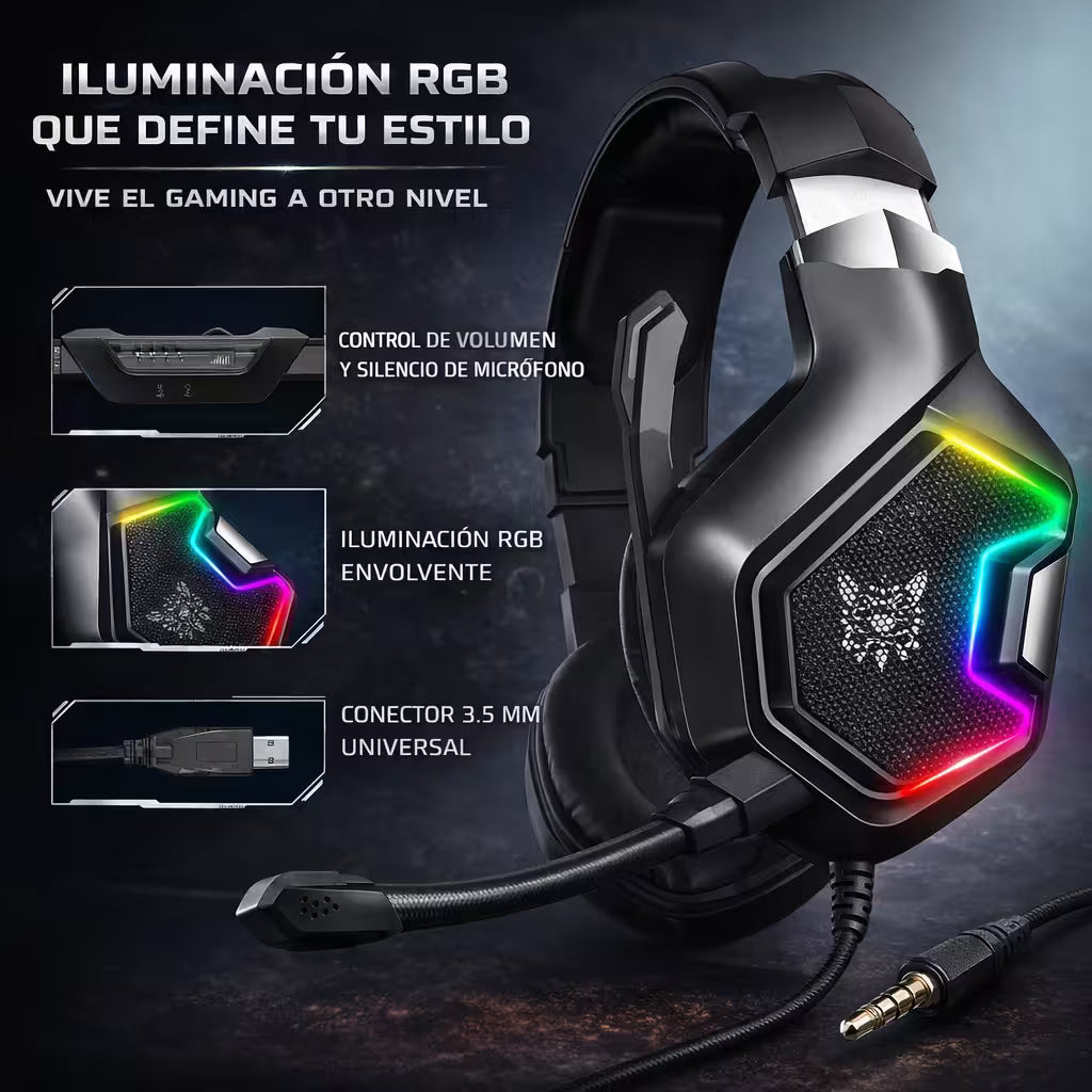Diadema Gamer ONIKUMA K10 PRO RGB - Audio Alta Fidelidad 50mm