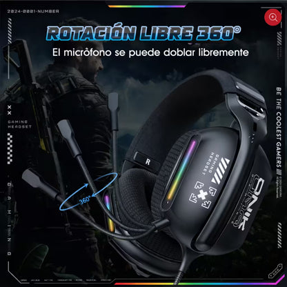 Diadema Gamer ONIKUMA X12 RGB - Audio Alta Fidelidad 40mm Micrófono 360°