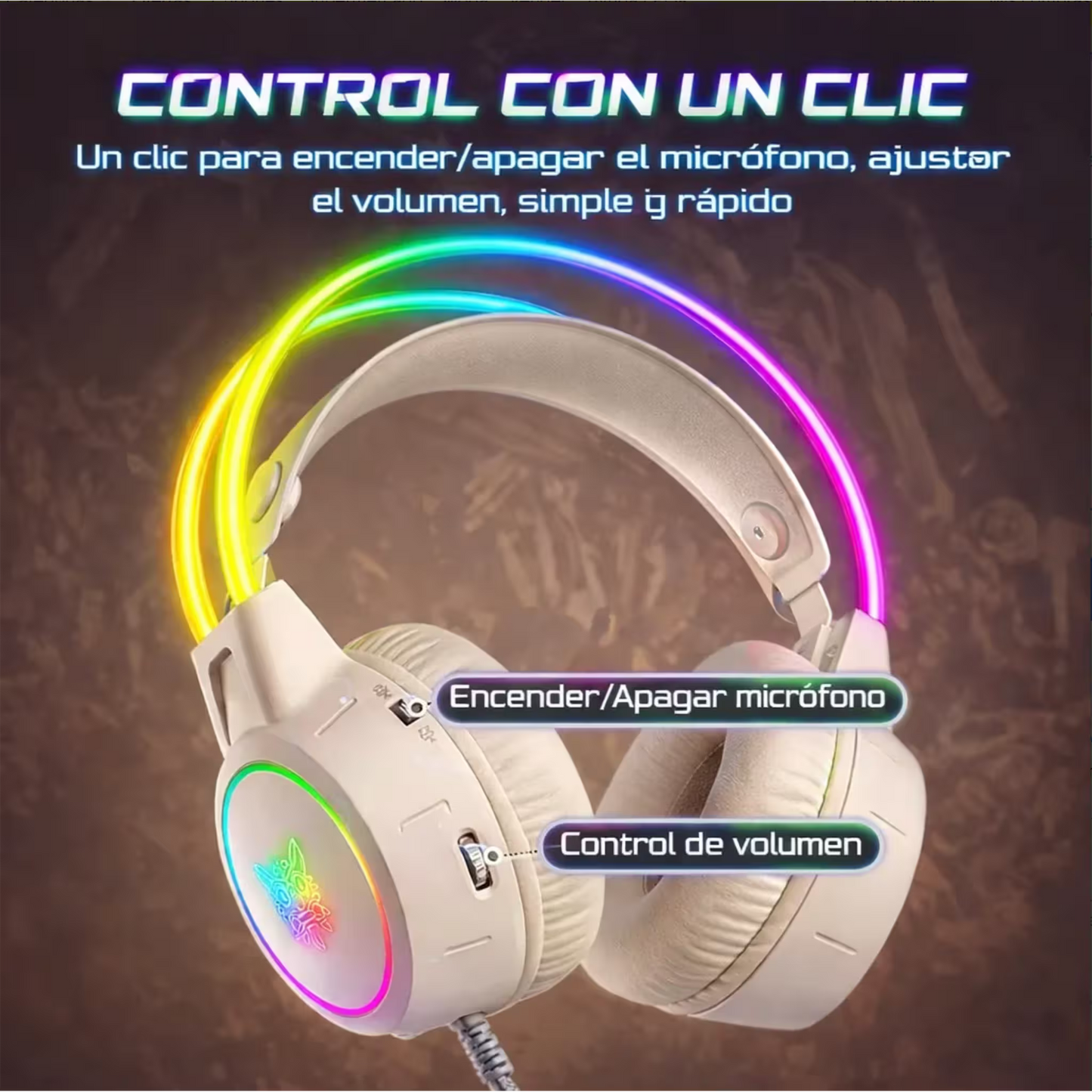Diadema Gamer ONIKUMA X15 PRO RGB Habana - Sonido Envolvente 7.1 USB-C