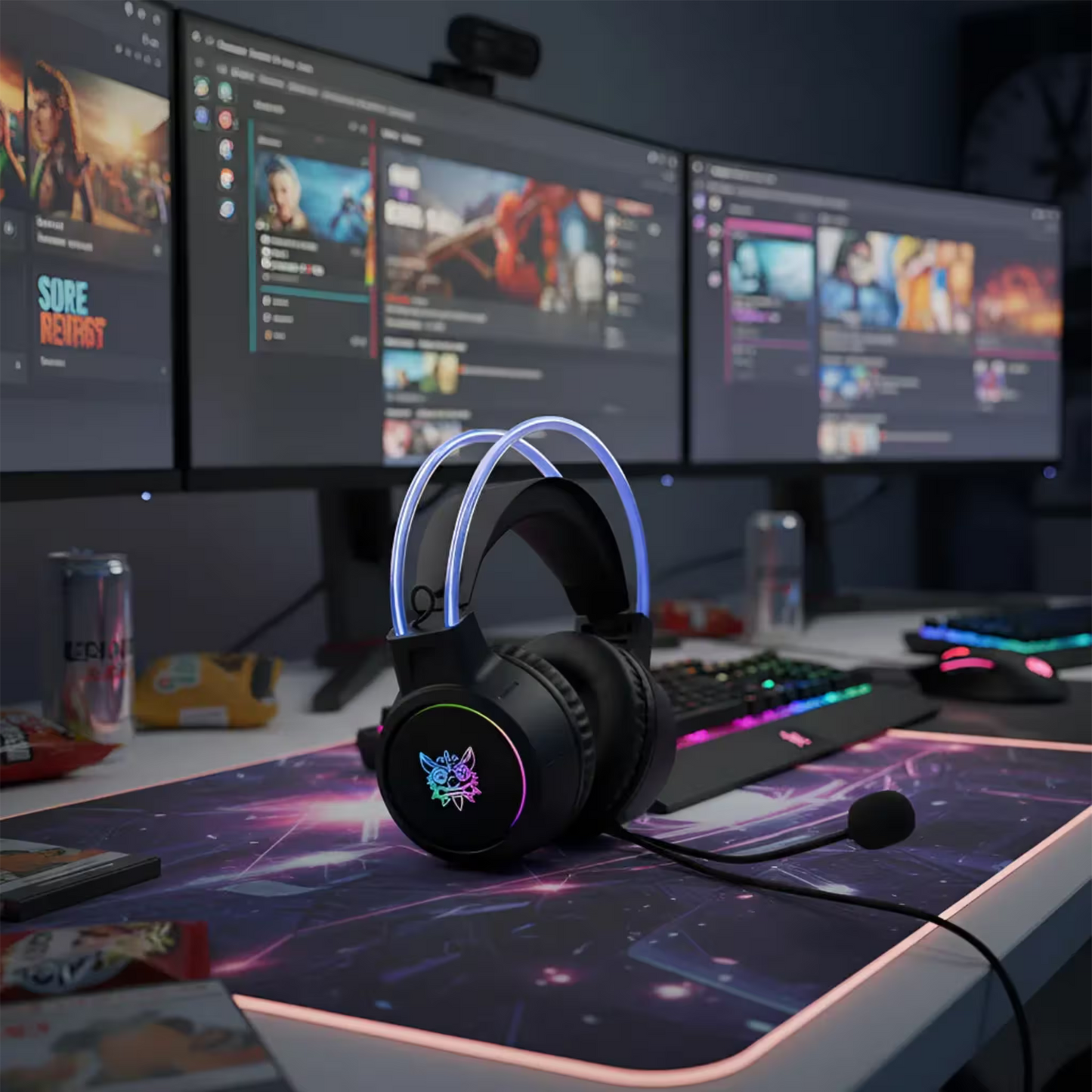 Diadema Gamer ONIKUMA X15 PRO RGB Negra - Diafragma Grafeno 50mm
