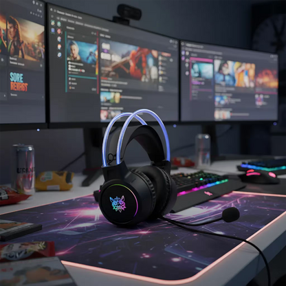 Diadema Gamer ONIKUMA X15 PRO RGB Negra - Diafragma Grafeno 50mm