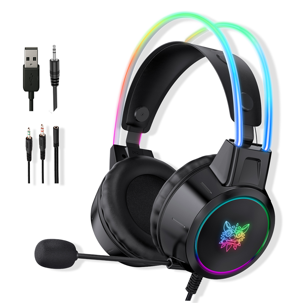Diadema Gamer ONIKUMA X15 PRO RGB Negra - Diafragma Grafeno 50mm