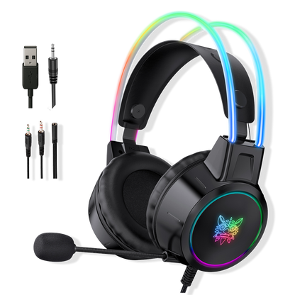 Diadema Gamer ONIKUMA X15 PRO RGB Negra - Diafragma Grafeno 50mm