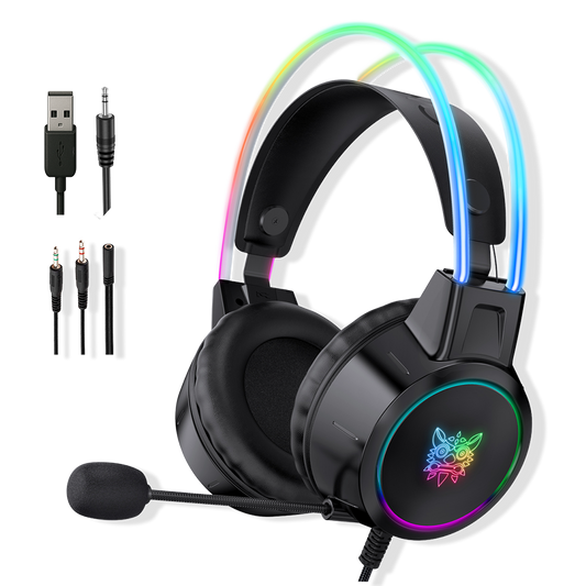 Diadema Gamer ONIKUMA X15 PRO RGB Negra - Diafragma Grafeno 50mm