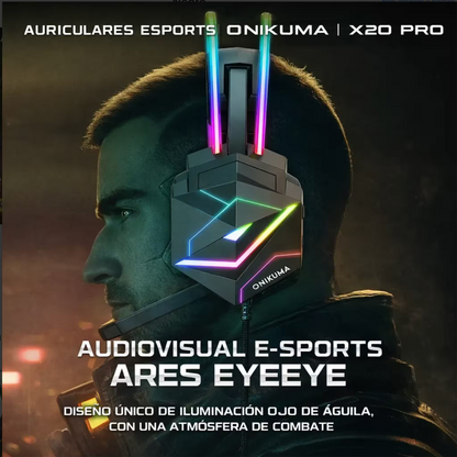 Diadema Gamer ONIKUMA X20 RGB USB - Sonido Envolvente 7.1 Drivers 50mm