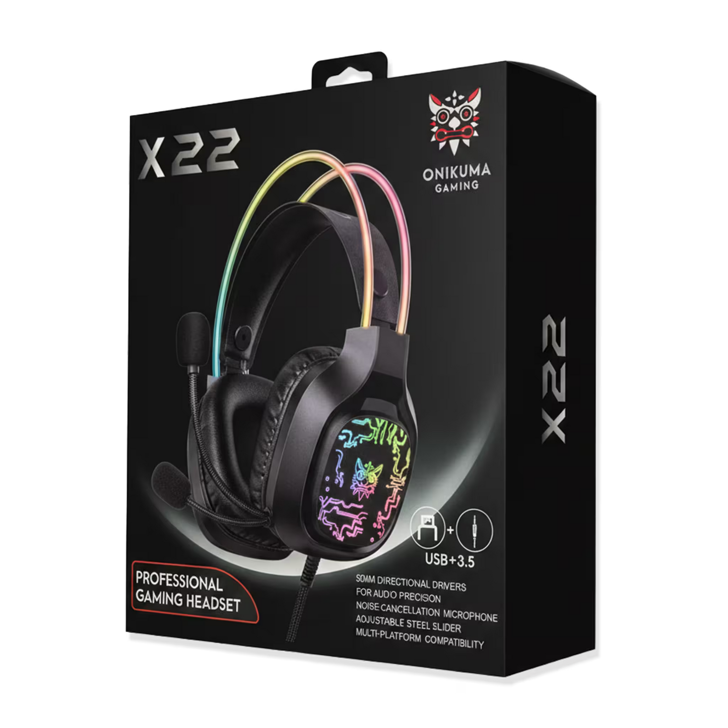 Diadema Gamer ONIKUMA X22 RGB Negra - Audio Estéreo 50mm